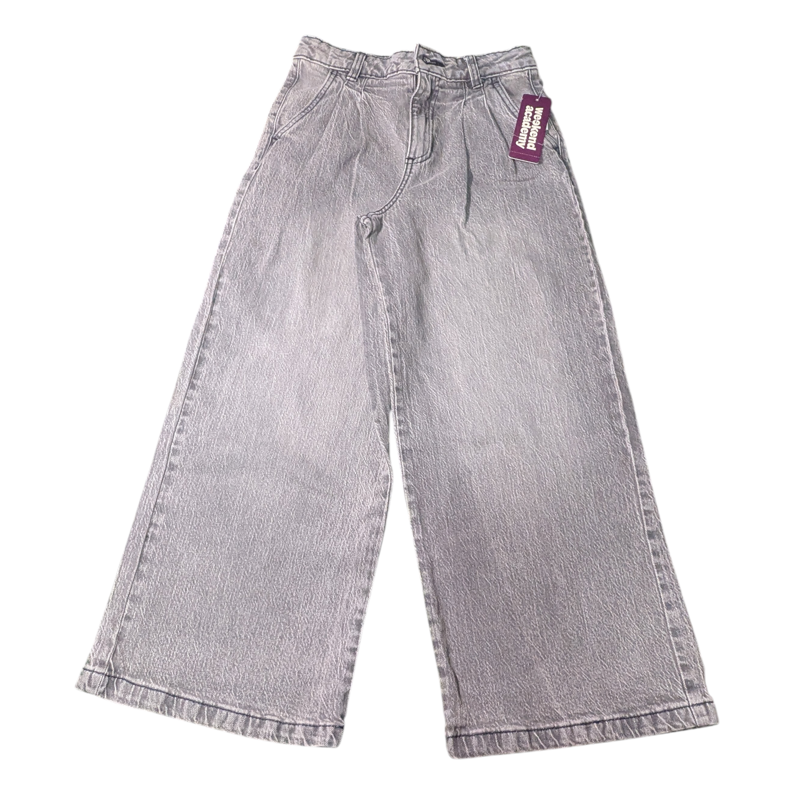 Weekend Academy Grey Wash Pleated Denim Pants Size 8 Kids Nwt